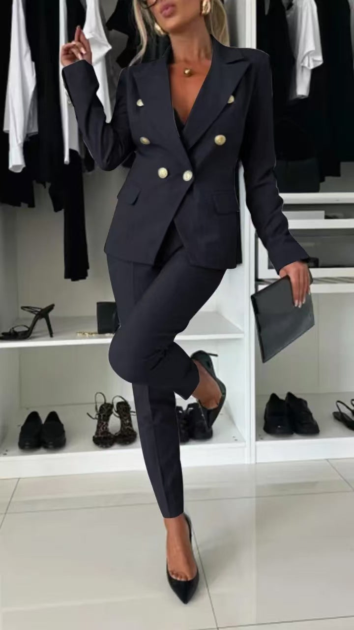 Traje de chaqueta con solapa y abotonadura y pantalón ajustado – 15 colores XS–XXL