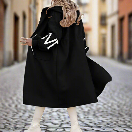 Women’s Letter Print Hooded Coat