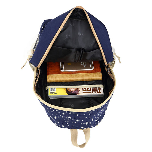Ancient Energy school backpack for girls with star design, featuring multiple compartments and adjustable straps.