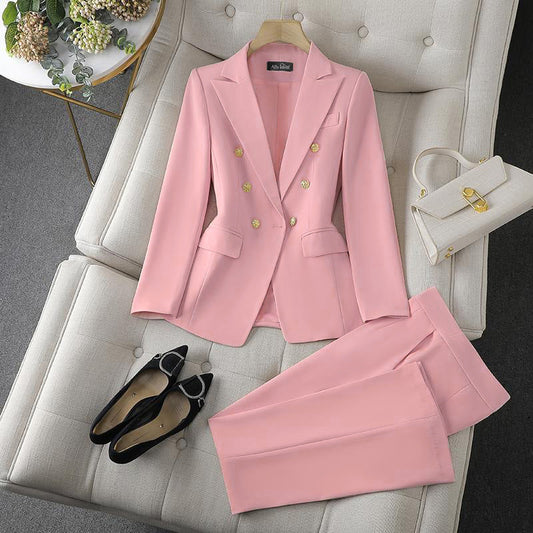 Lapel Button-Down Jacket & Slim-Fit Trousers Suit – 15 Colors XS–XXL