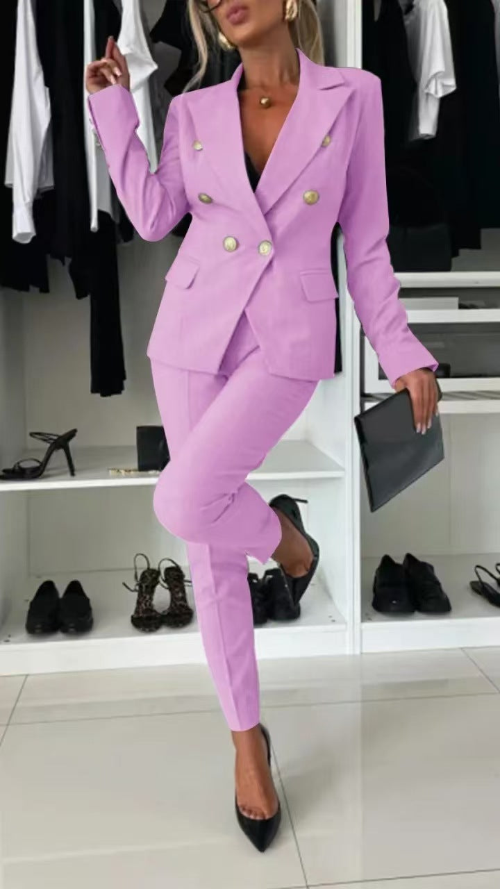 Traje de chaqueta con solapa y abotonadura y pantalón ajustado – 15 colores XS–XXL