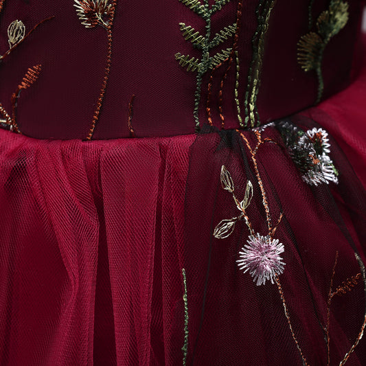 Embroidered Kids Dress for ages 4 to 15 by Ancient Energy, featuring colorful floral embroidery and a classic design.