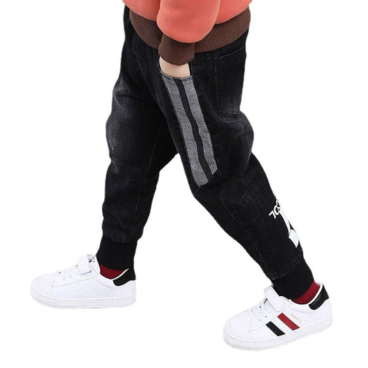 Children's boys' denim trousers by Ancient Energy, featuring classic blue denim with pockets and adjustable waistband.