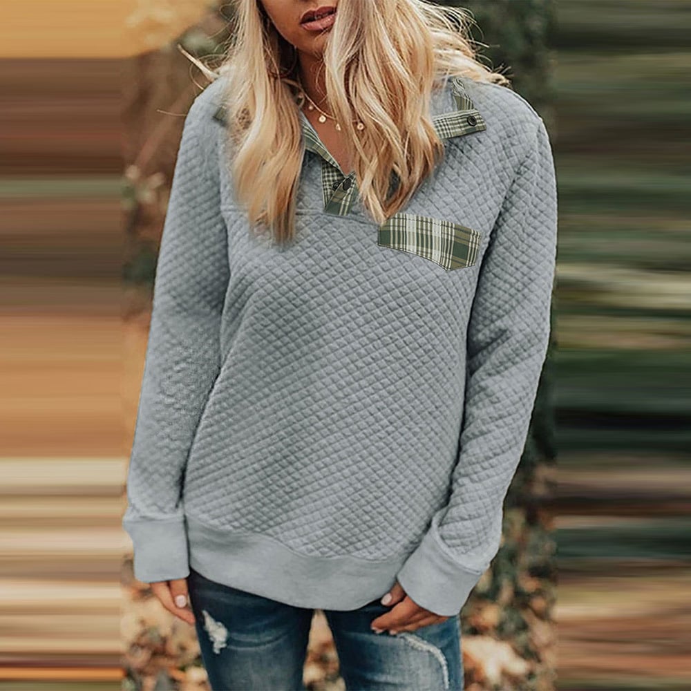 Sudadera elegante de manga larga con solapa lisa
