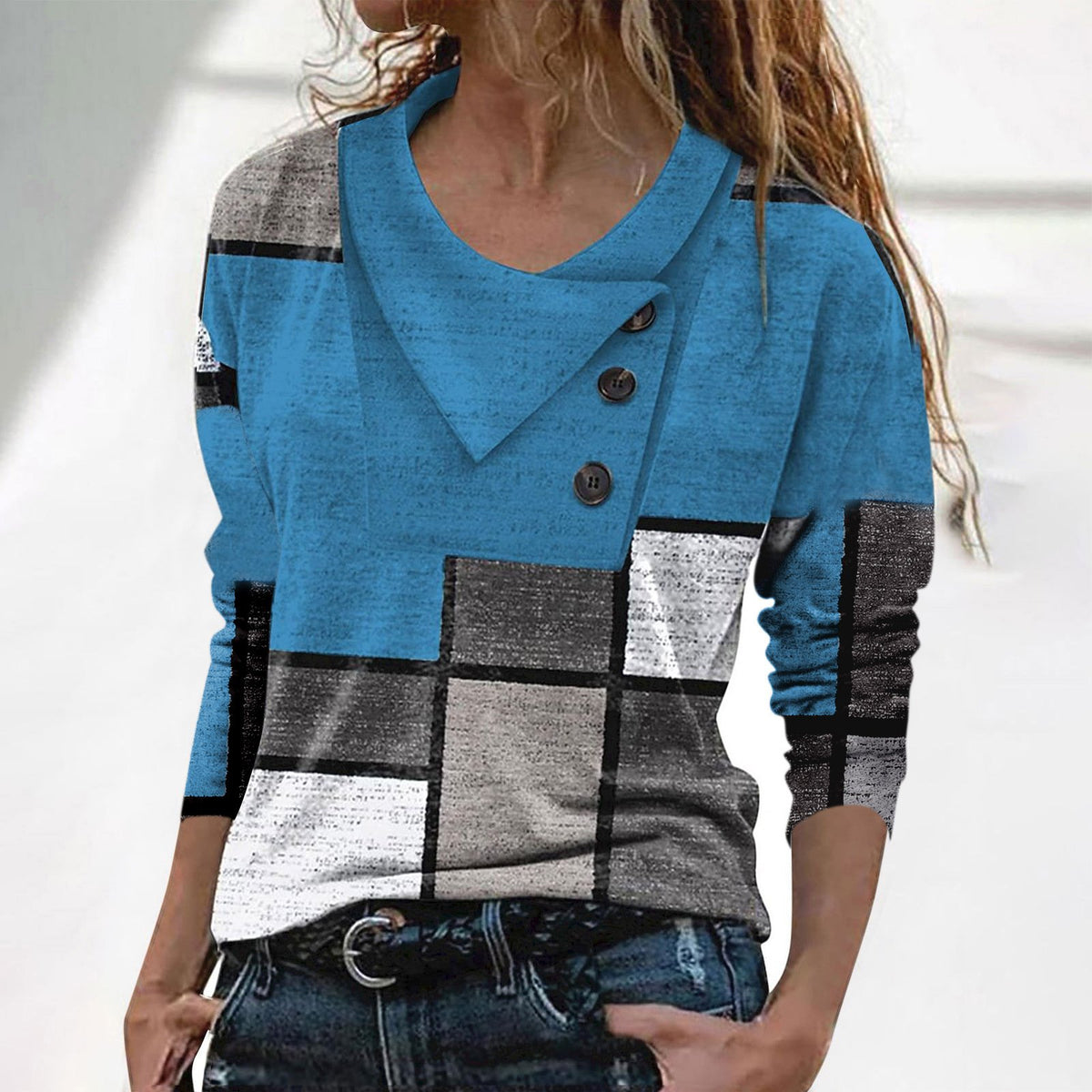 Camiseta cruzada estampada con botones
