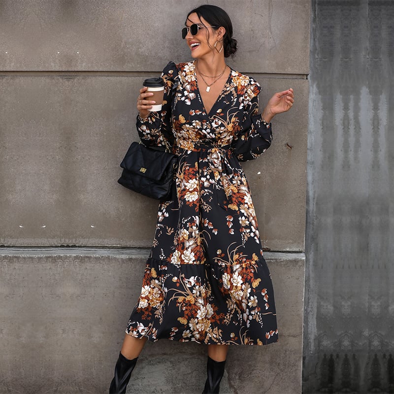 Vestido europeo elegante de otoño