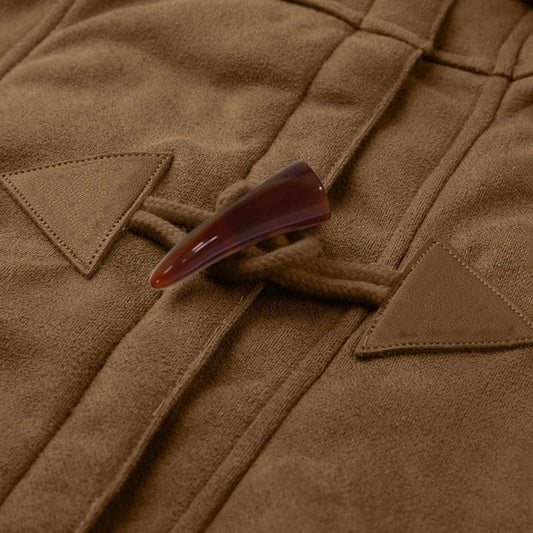 Sherpa-Lined Duffle Toggle Jacket with Hood — Warm Hooded Fleece Coat
