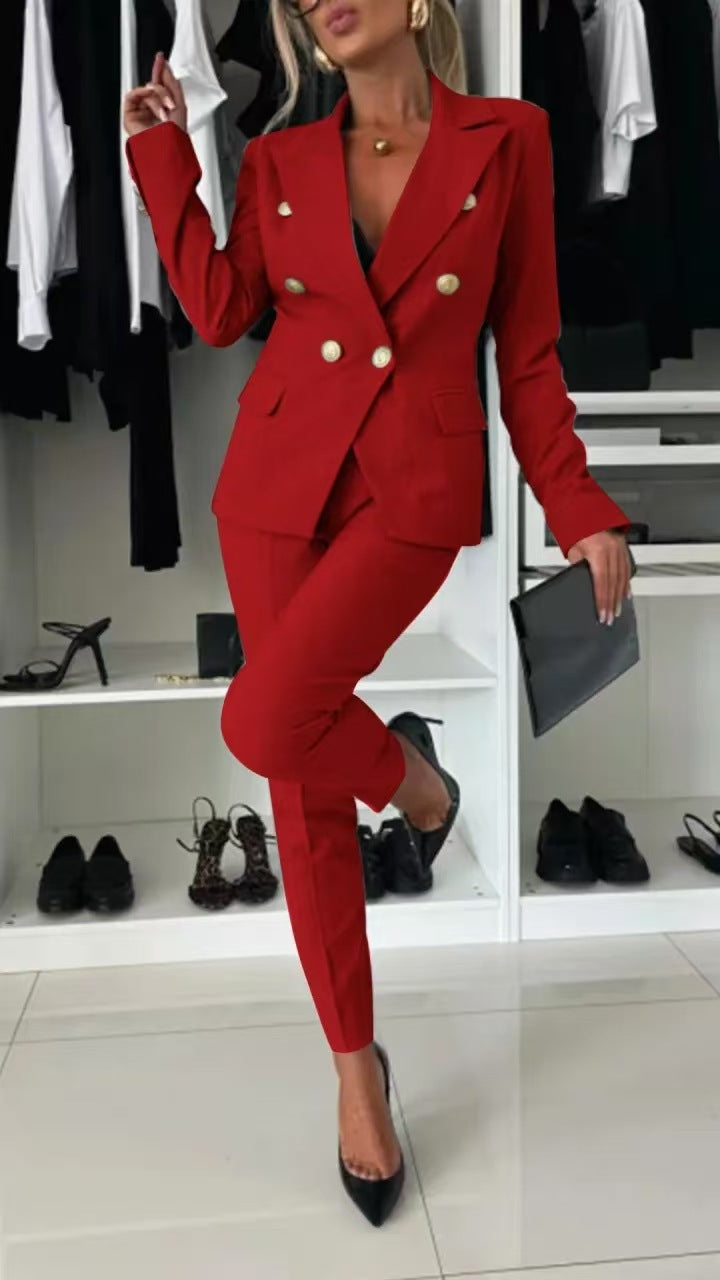 Traje de chaqueta con solapa y abotonadura y pantalón ajustado – 15 colores XS–XXL