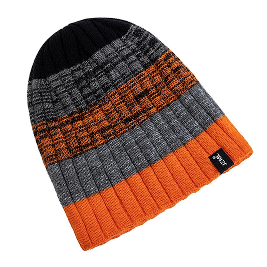 Unisex JZML Letter Label Decor Beanie Hat Casual Colorful Stripes Winter Knitted Hat Daily Life And Outdoor Ski Sports Cap