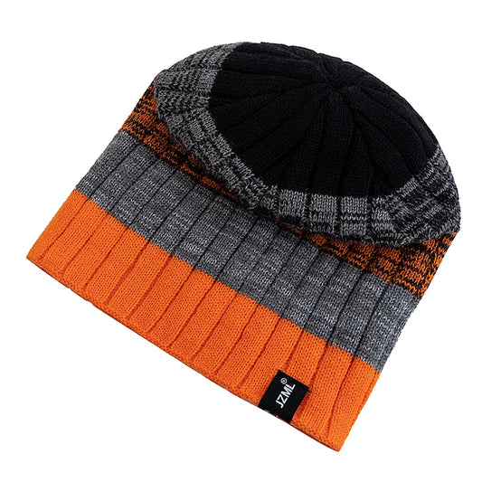 Unisex JZML Letter Label Decor Beanie Hat Casual Colorful Stripes Winter Knitted Hat Daily Life And Outdoor Ski Sports Cap