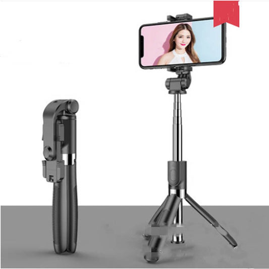 Ancient Energy Apple-compatible tripod selfie stick with Bluetooth remote for smartphones, adjustable and portable for photos and videos.