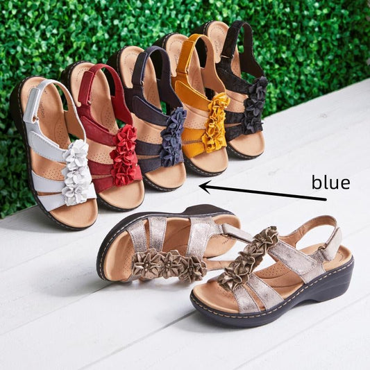 Ancient Energy women's large size 43 casual sandals with hollow wedge heels and fish mouth design, featuring open-toe style.
