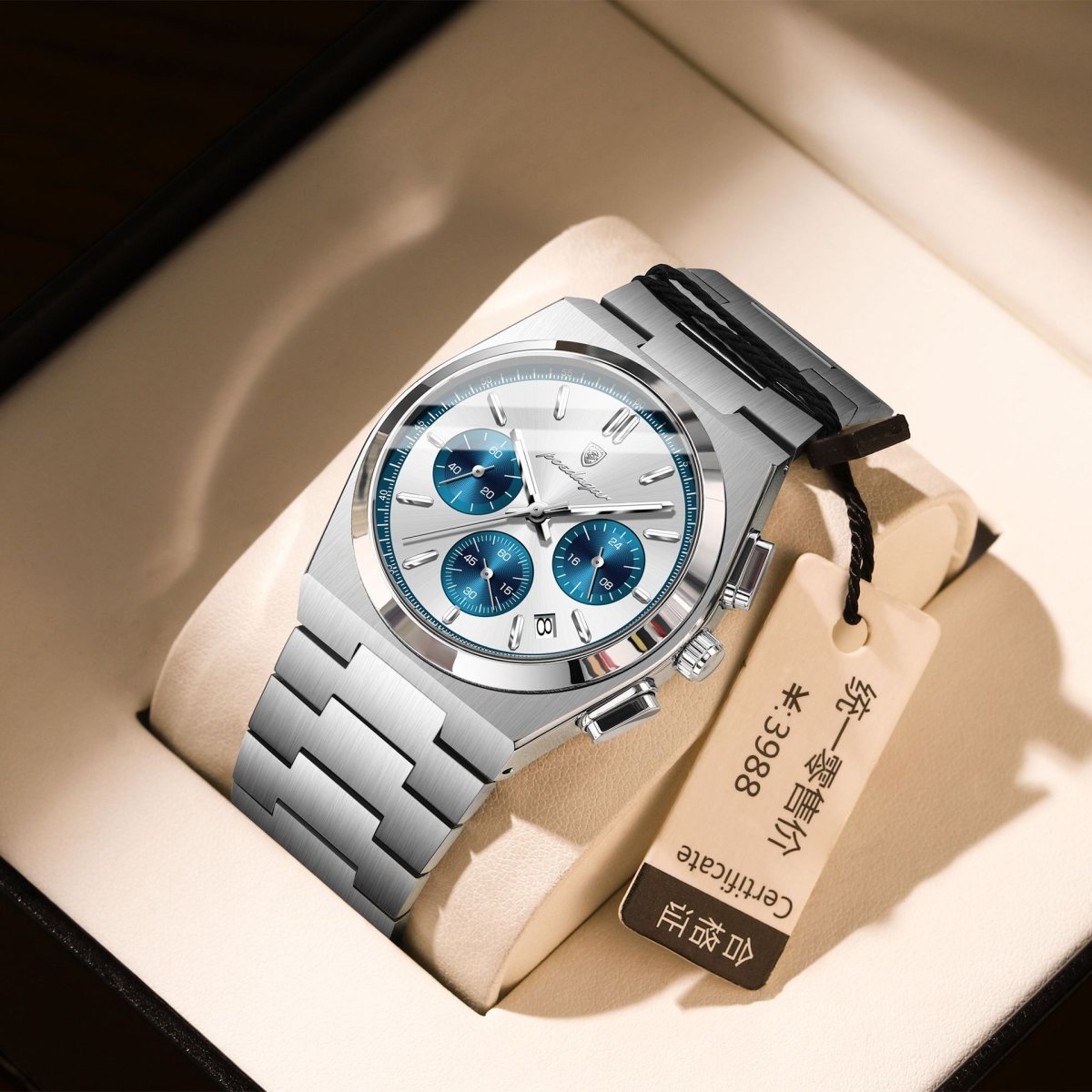 Ancient Energy men's waterproof multifunctional luminous ultra-thin watch showing time and luminous dial in a close-up image.