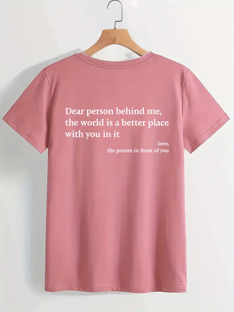 Ancient Energy women's letter T-shirt with round neck, short sleeves, featuring slogan design for casual fashion style.