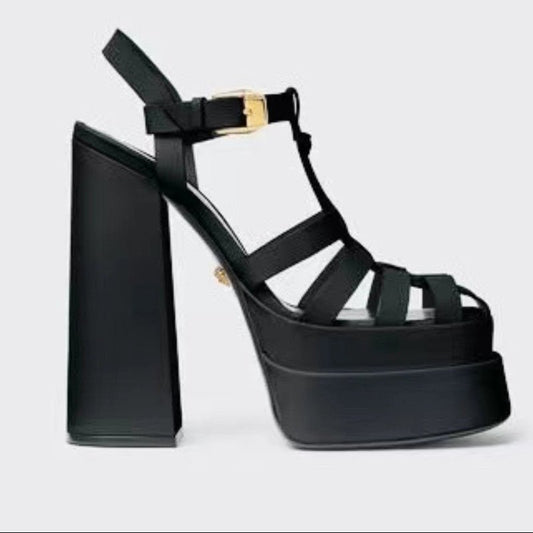 Ancient Energy summer thick high heels with fish mouth design, stylish European and US fashion footwear.