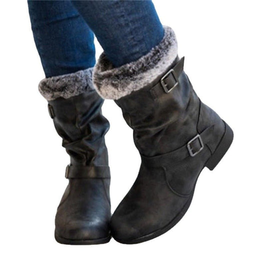 Warm women's snow boots by Ancient Energy featuring stylish European and American autumn and winter fashion design.