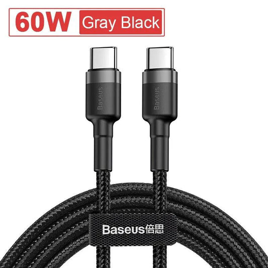 Baseus USB Type C to USB C cable for iPhone 15, MacBook, Xiaomi, Samsung, 100W fast charging, durable charging cord.
