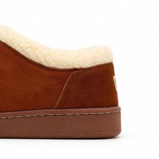 Cozy women's suede slippers from Bread's Ashton Edition with plush lining and slip-on design for comfortable indoor wear.