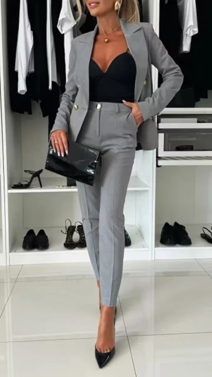 Traje de chaqueta con solapa y abotonadura y pantalón ajustado – 15 colores XS–XXL