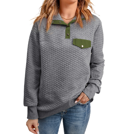 Sudadera elegante de manga larga con solapa lisa