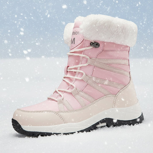 Women’s Winter Fleece-Lined Thicker Non-Slip Cotton-Padded Outdoor Mid-Boots