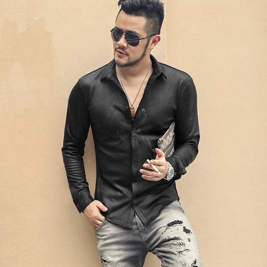 Camisa de vestir de lujo para hombre euroamericana