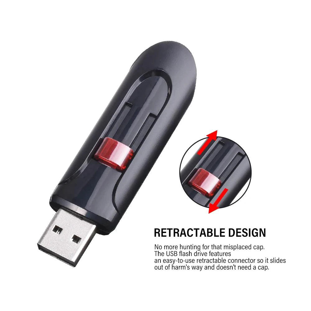 Black high-capacity USB 2.0 flash drives from Holland Store, 128GB and 64GB, with keychain and 32GB mini storage memory stick
