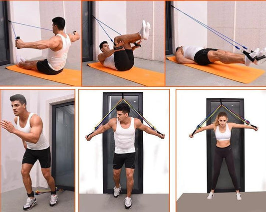Portable MANDOTOS Fitness Rally device with adjustable straps and handles, designed for portable workout and exercise routines.