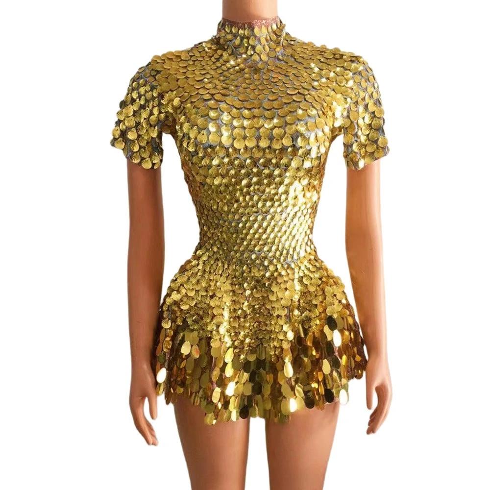 Women's fashionable sequins skirt by MANDOTOS with dazzling design, zipper closure, perfect for daily wear or parties.