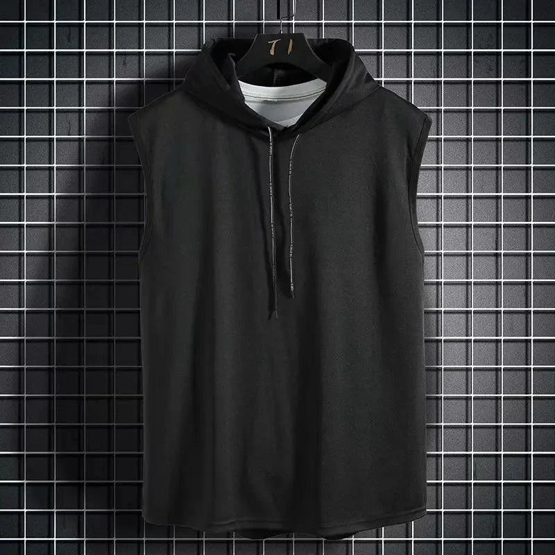 Mandotos 2026 Brand men's hip hop tank top in black with bold graphic design, sleeveless and casual fit.