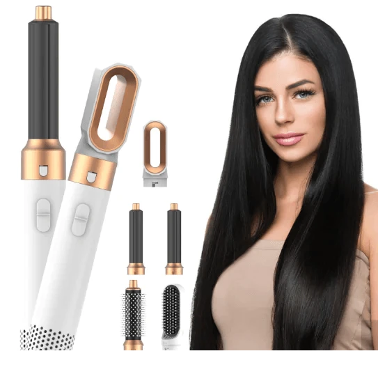 Mandotos 5-in-1 Hair Styler Brush with multiple attachments for styling, drying, and smoothing hair.