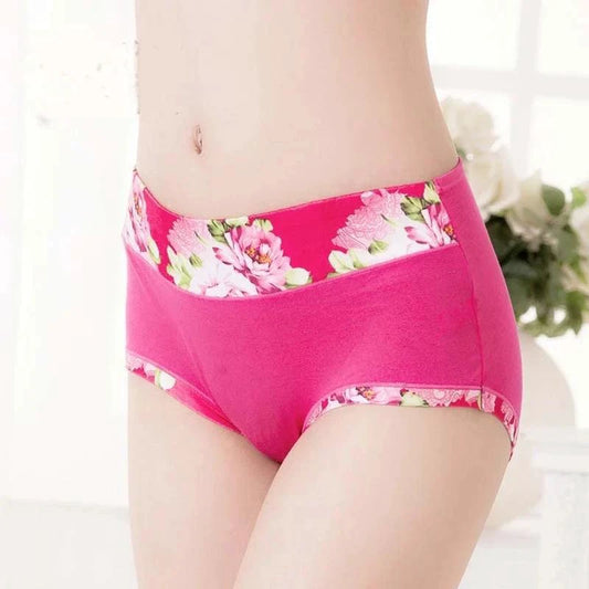 Set of five MANDOTOS women's print cotton panties, plus size briefs with cute patterns, comfortable underpants for women.