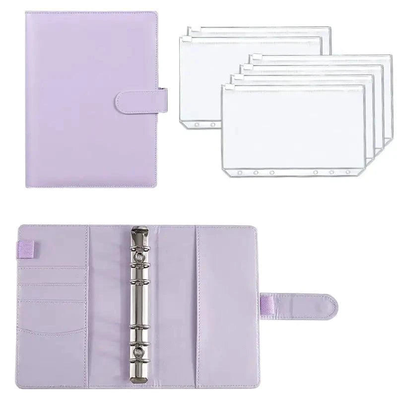 A6 Deluxe Leather Finance Organizer by MANDOTOS with multiple card slots, cash pockets, and a sleek black leather finish.