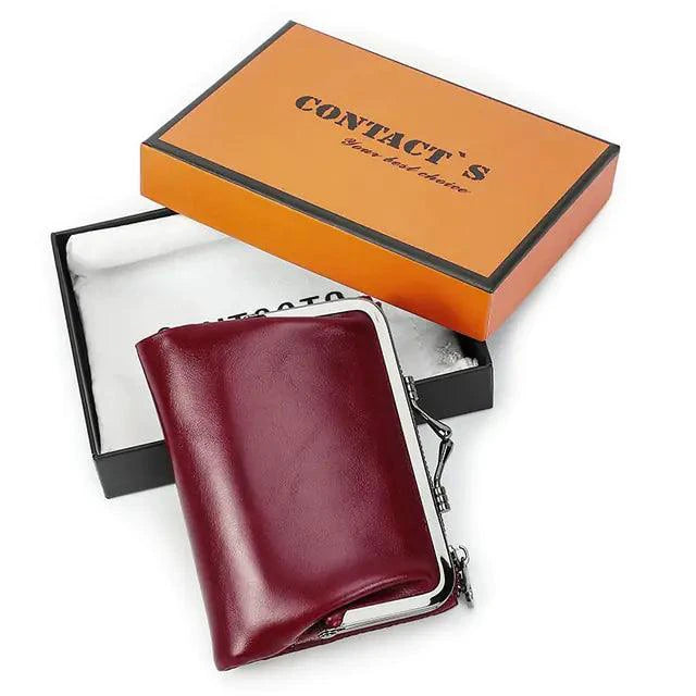 Mandotos authentic leather ladies' wallet with multiple card slots and a sleek design, crafted from high-quality leather.
