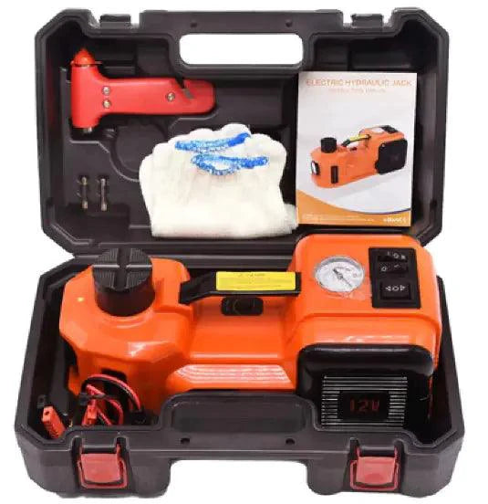 Mandotos Auto Electro-Lift Jack for vehicle lifting, compact electric car jack with control panel and safety features.