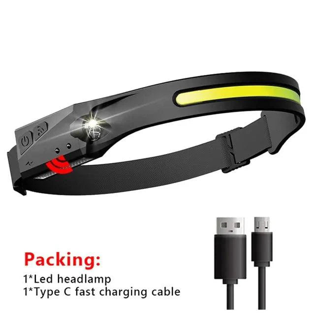 Mandotos AutoBright LED Headlamp with adjustable strap and bright white light for outdoor and hands-free illumination.