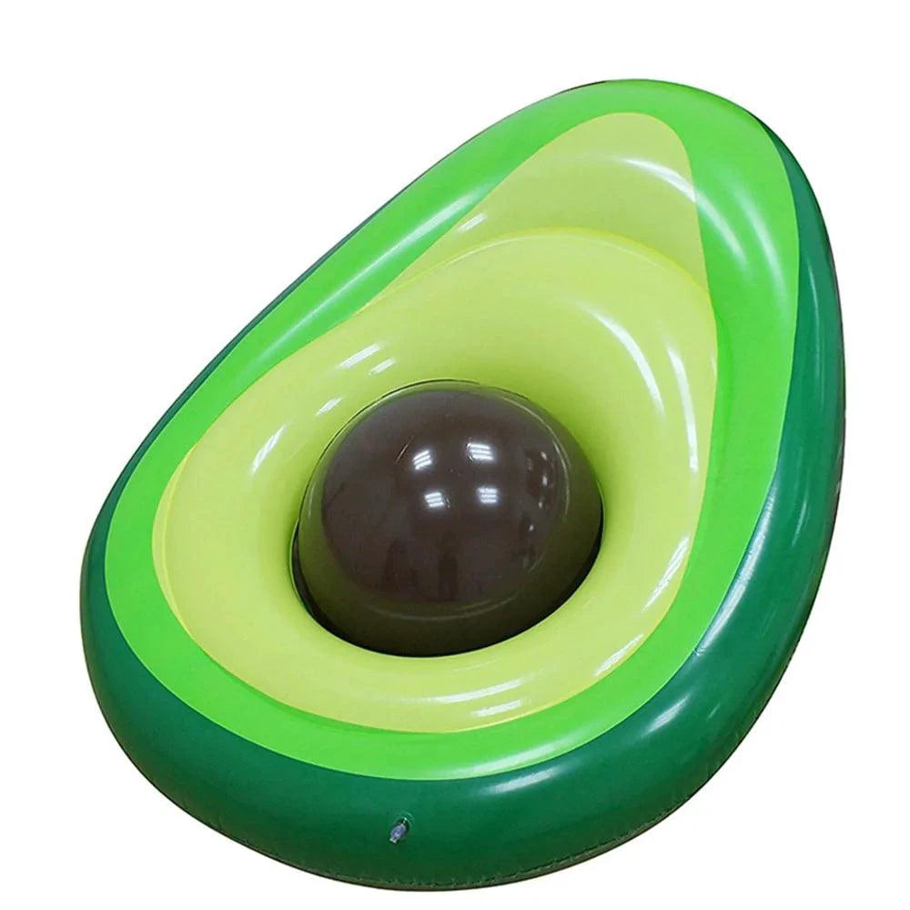 Mandotos avocado-shaped inflatable pool filled with water, perfect for summer outdoor fun and cooling off.
