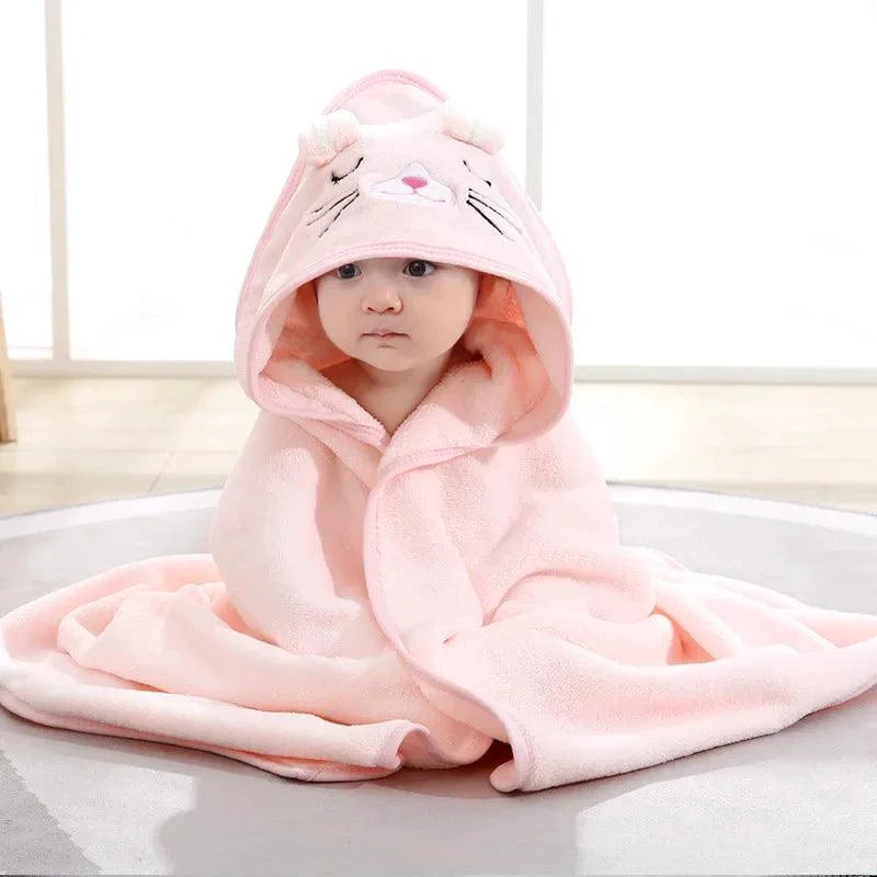 Mandotos baby hooded bath towel with cartoon animal design, soft towel blanket and toddler bathrobe for boys and girls.