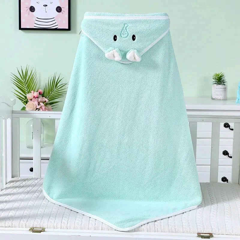 Mandotos baby hooded bath towel featuring a cartoon animal design, soft towel blanket for newborns and toddlers, warm and cozy.