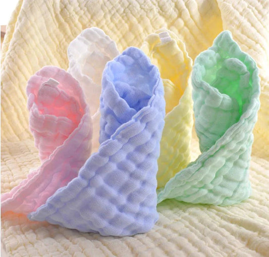 Mandotos natural cotton baby washcloths, soft newborn face towels and wipes for sensitive skin, set of 5.