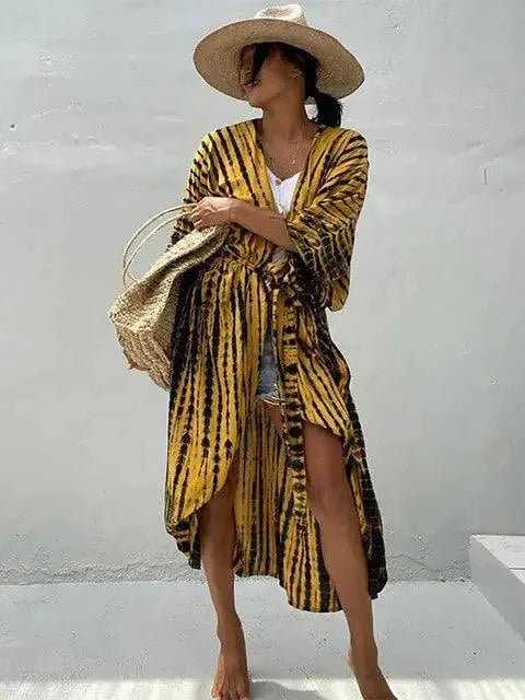 Mandotos Beach Chic Cover-Up worn over swimwear, lightweight and stylish for sun-kissed beach days.