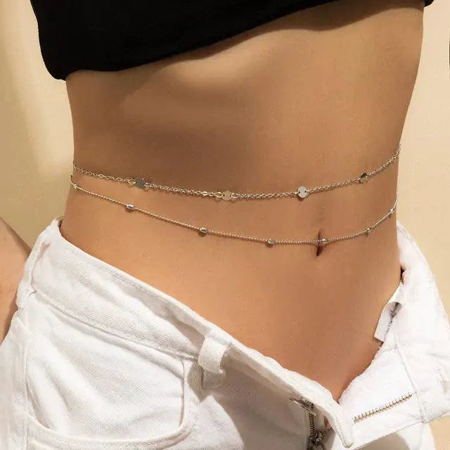 Mandotos Boho Glam belly chain with intricate gold design, perfect for bohemian or festival style accessories.