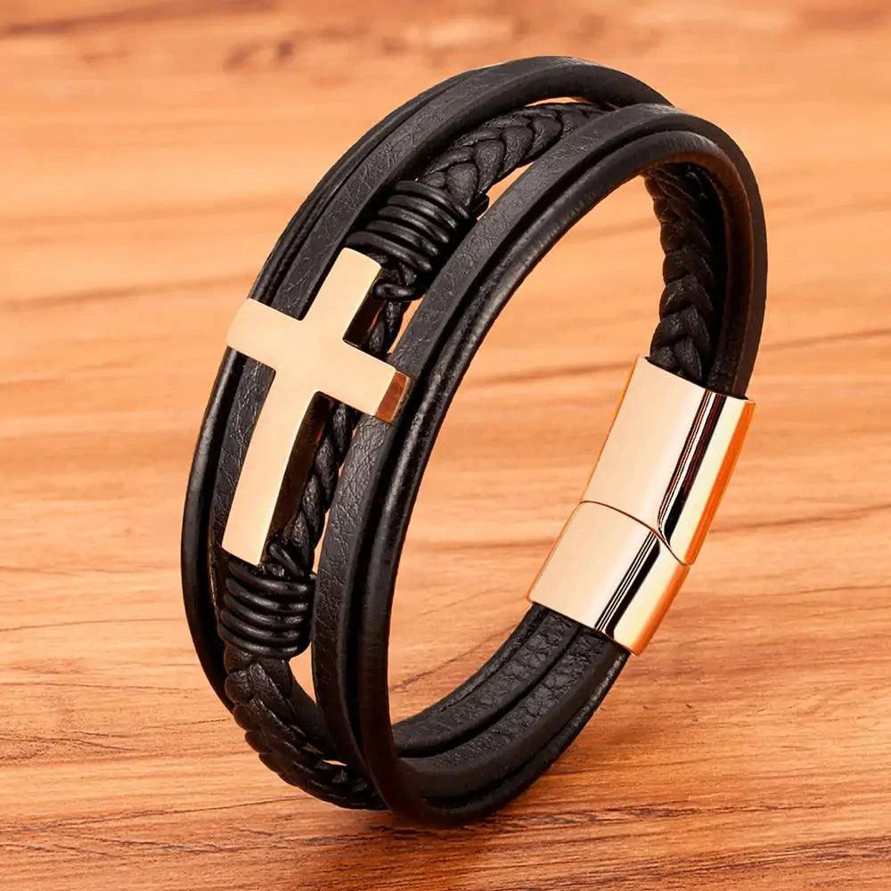 Mandotos Bonded Love Leather Bracelet with braided design and adjustable closure, stylish accessory for men and women.