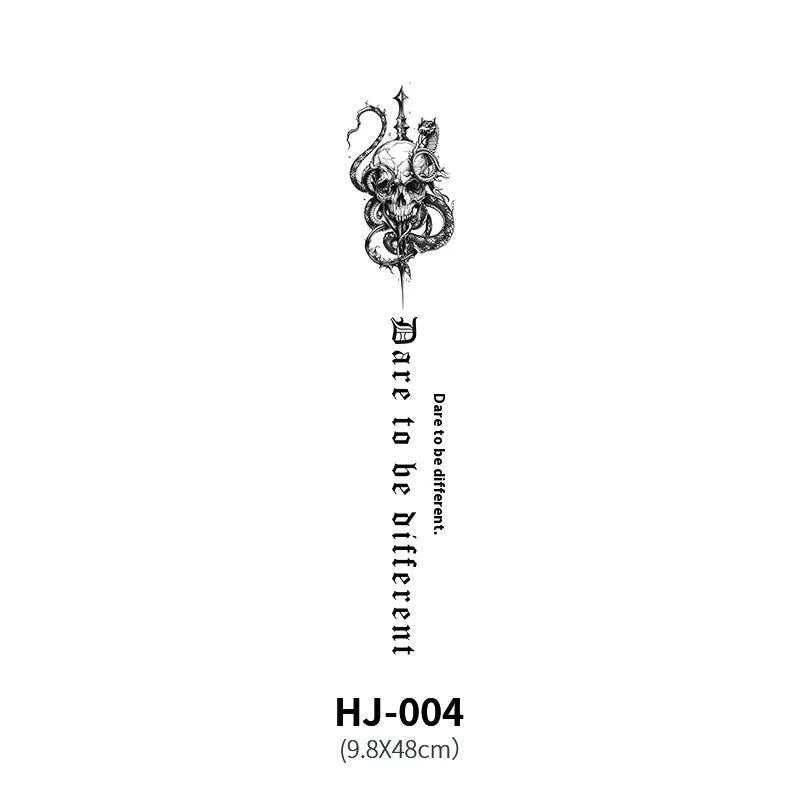 Mandotos botanical spine tattoo decal featuring detailed floral and leaf designs on transparent adhesive backing.