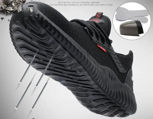 Mandotos breathable safety shoes with anti-smashing protection for work safety, featuring durable design and comfortable fit.