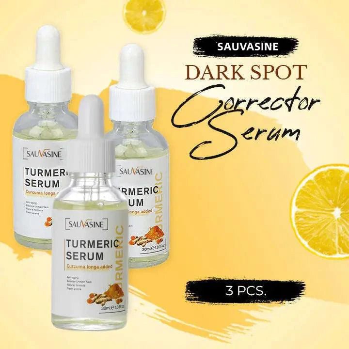 Mandotos BrightGlow Turmeric Radiance Serum bottle with a dropper, showcasing vibrant yellow serum for glowing skin.