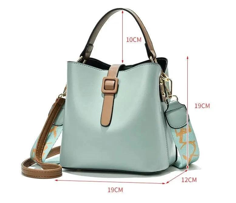Mandotos Korean style bucket shoulder bag for women, fashionable cross-border female bag with trendy design and versatile carry options.