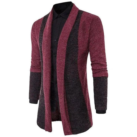 Mandotos men's casual cardigan sweater, knitwear coat, stylish men's clothing with button closure and ribbed cuffs.