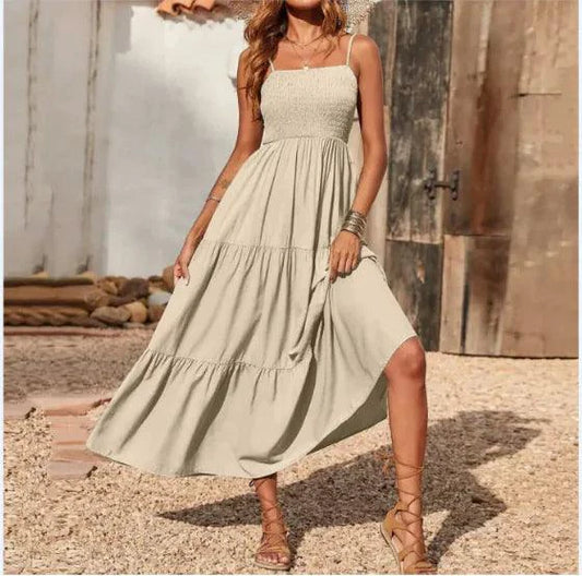 Mandotos chic chiffon layered swing dress with flowing fabric and elegant design, perfect for stylish occasions.