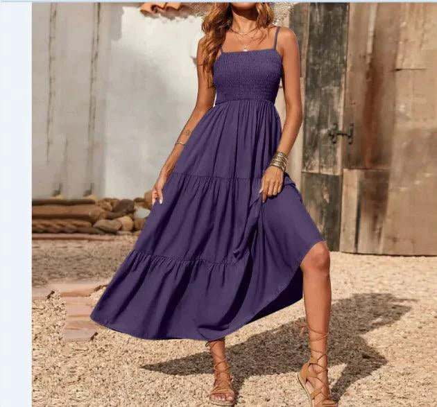 Mandotos chic chiffon layered swing dress with flowing fabric and elegant design, perfect for stylish casual or semi-formal occasions.